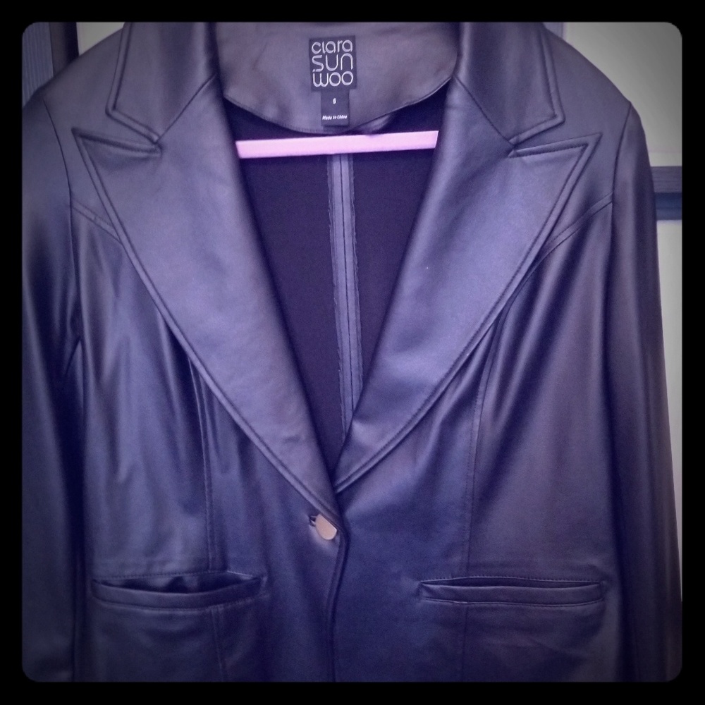 Clara Sun Woo Faux Liquid Leather Jacket